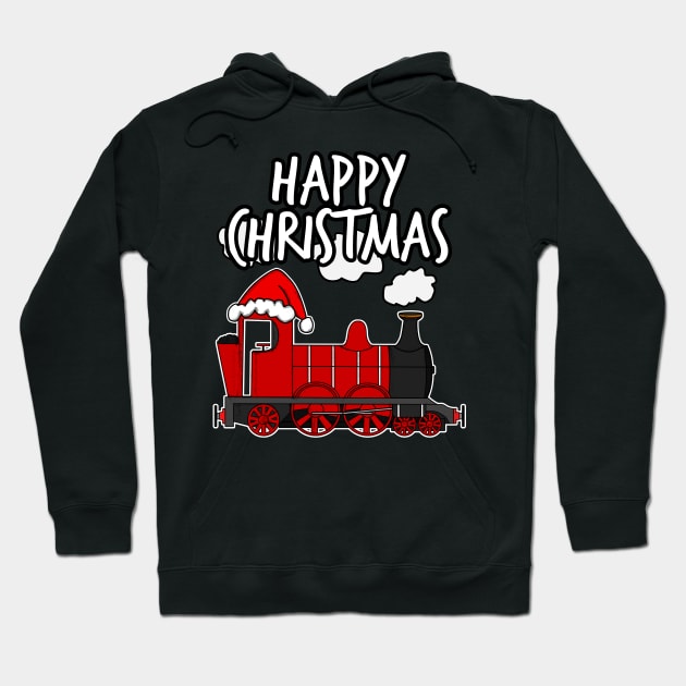Happy Christmas Santa Hat Steam Train Rail Enthusiasts Hoodie by doodlerob